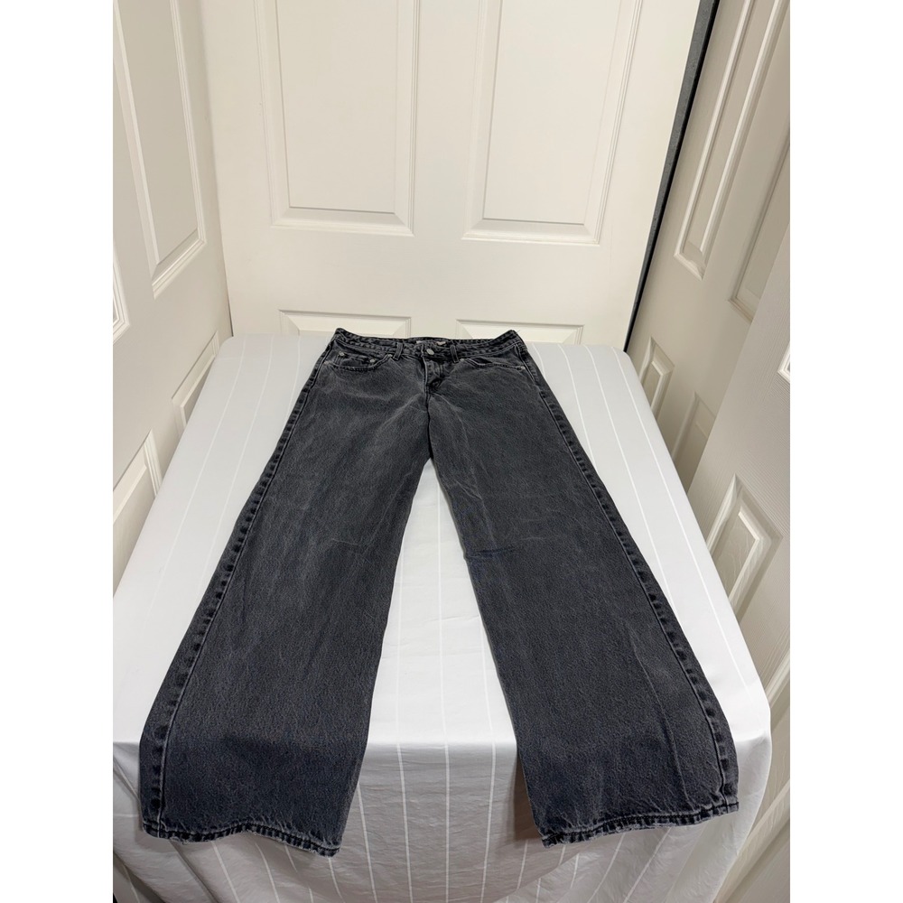 Levis Premium Low Loose Jeans Washed Black Wide Leg Denim 28